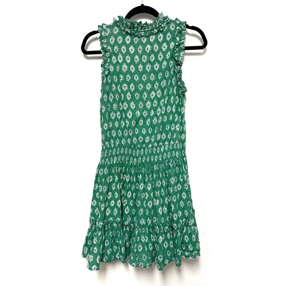 EUC $215 Anna Cate Morgan Mini Dress - Block Print Mini Ruffle Tiered Preppy - Picture 4 of 8